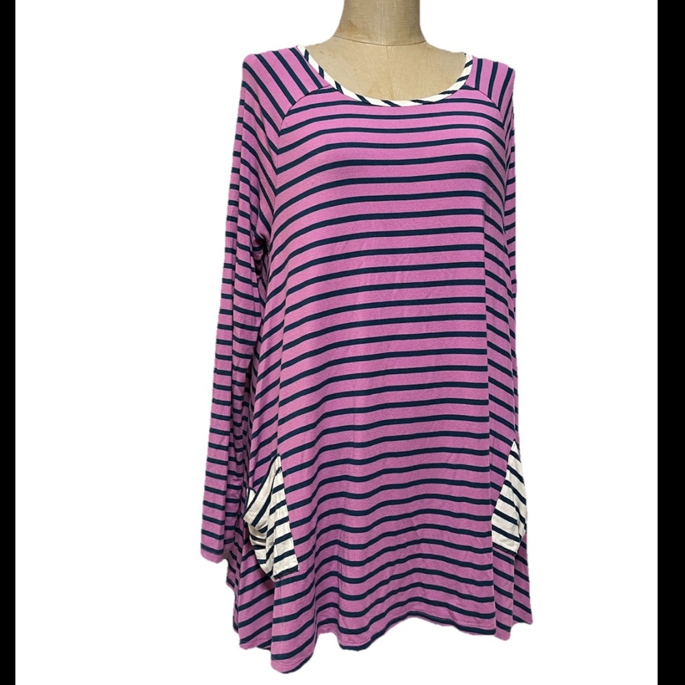 Matilda Jane Pink and Blue Striped Top